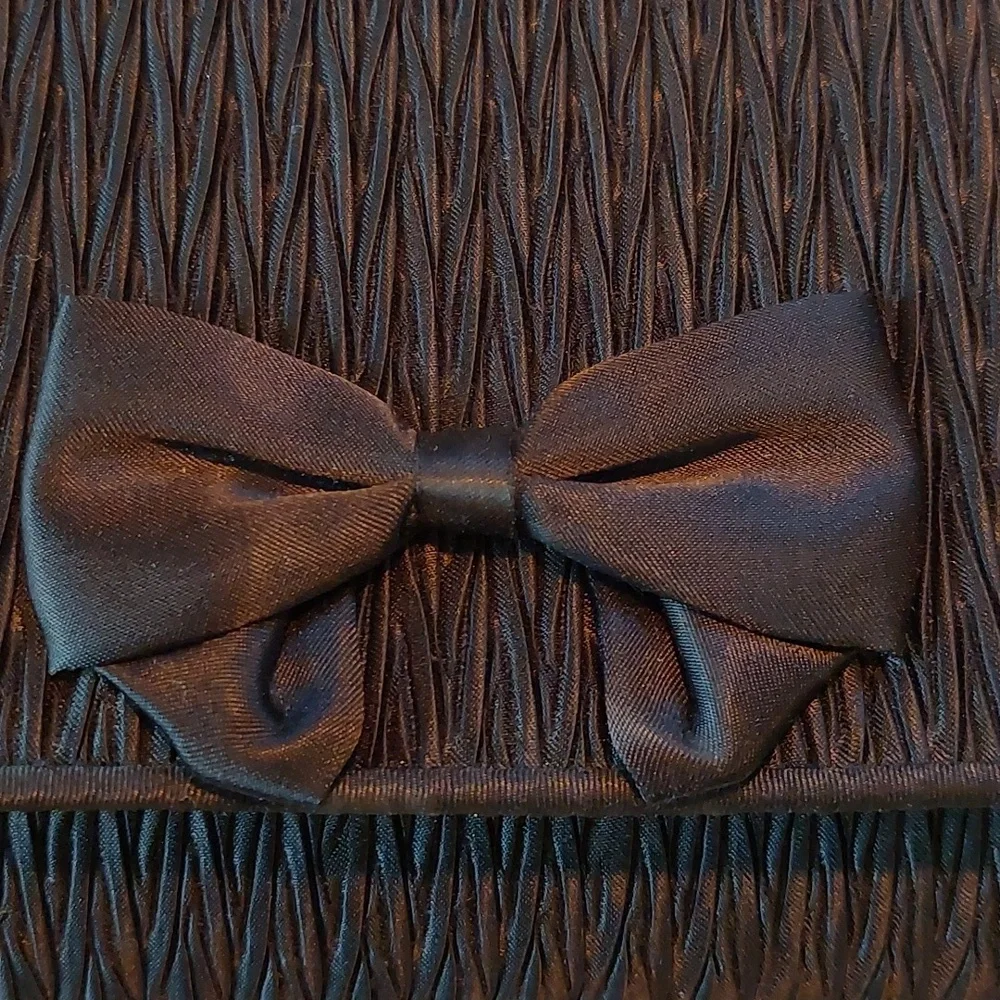 Vintage Carla Marchi Black Evening Clutch Bag with Cord Strap EUC